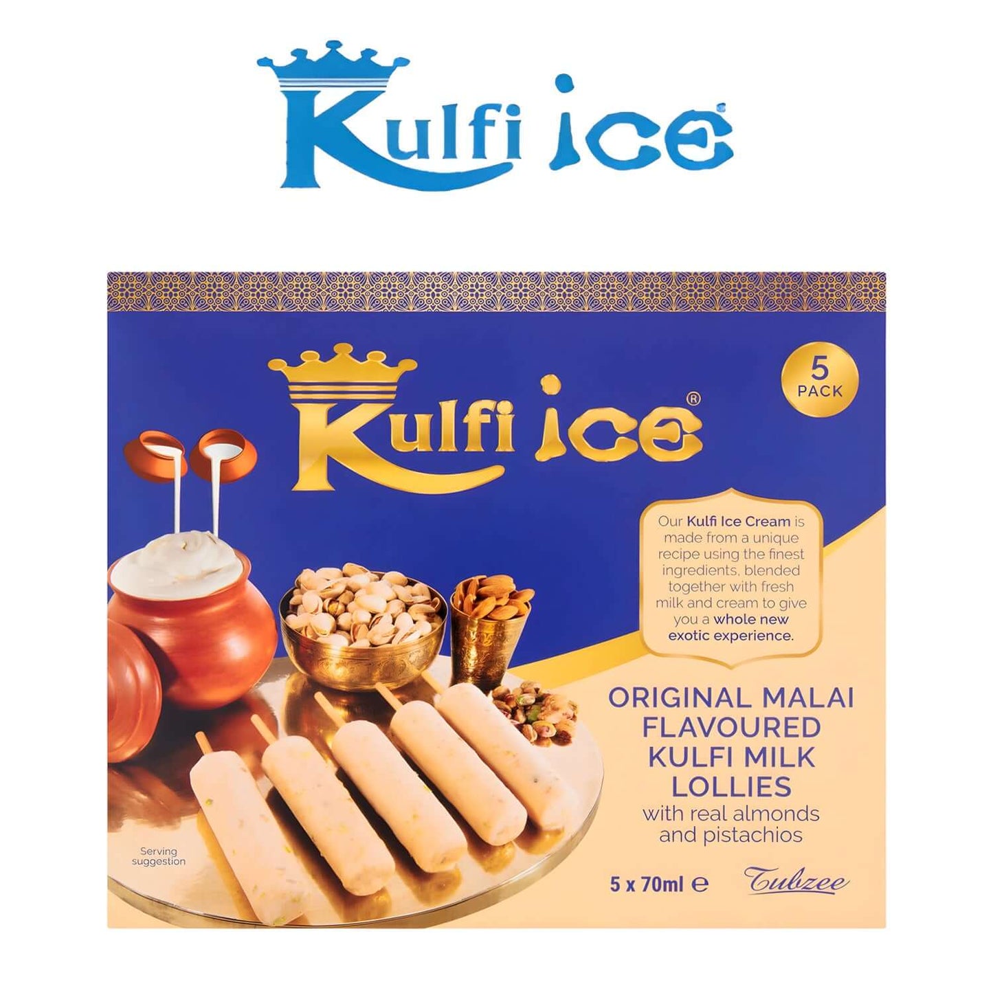 Freshco Kulfi Ice Original Malai Flavoured Kulfi Milk Lollies 5 x 70ml - Kulfi - Freshco