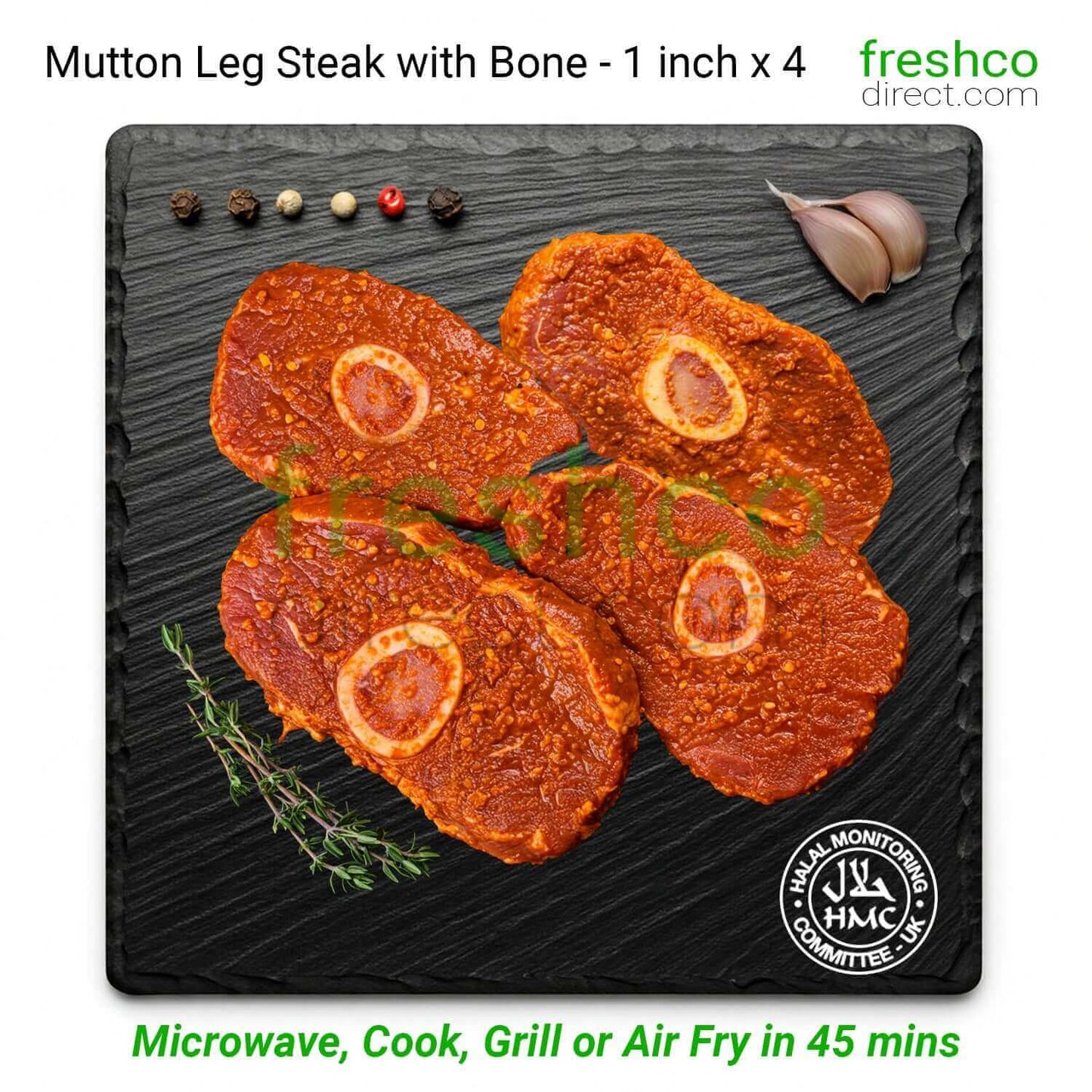 Halal Marinated Mutton Leg Steaks - Pack of 4 - Freshco