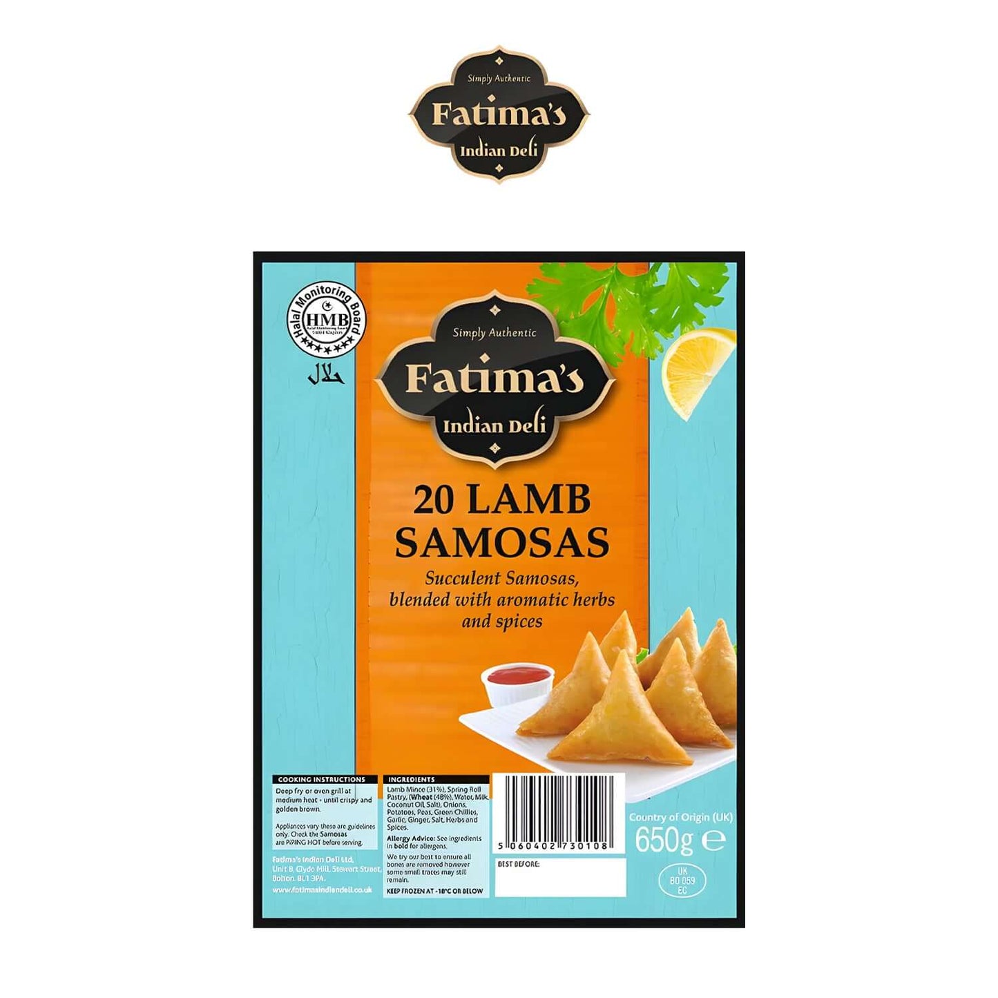 Freshco Fatima's Halal 20 Indian Deli Lamb Samosas - Fatima's Deli - Freshco