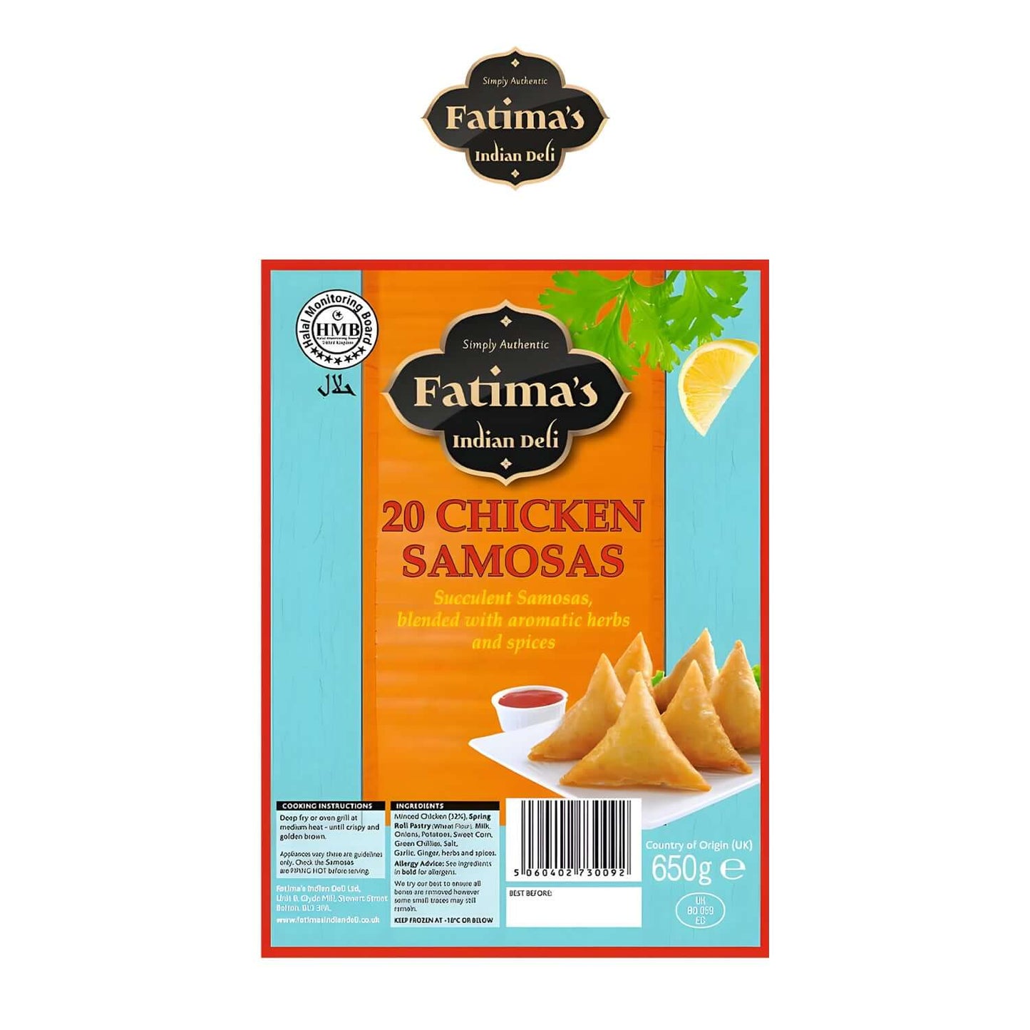 Freshco Fatima's Indian Deli Chicken Samosas 20 Pack - Fatima's Deli - Freshco