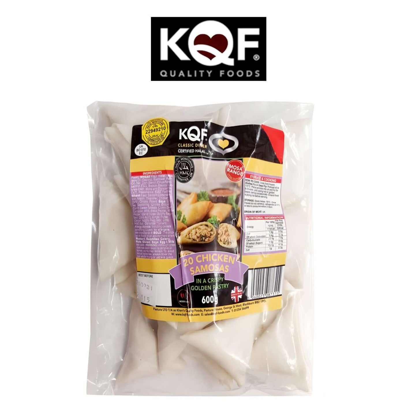 Freshco KQF Frozen Chicken Samosas 18pc - Halal - Freshco