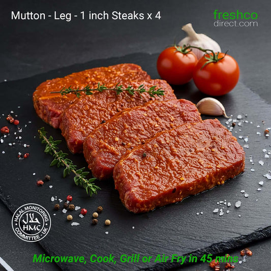 Halal Marinated Mutton Leg Steaks - Pack of 4 - Freshco