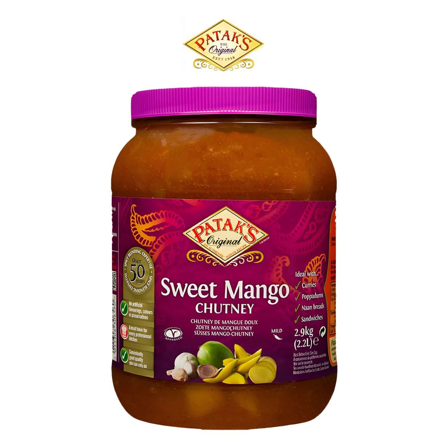 Pataks-Sweet - Mango - Chutney - paste-2.9kg - Patak - Freshco